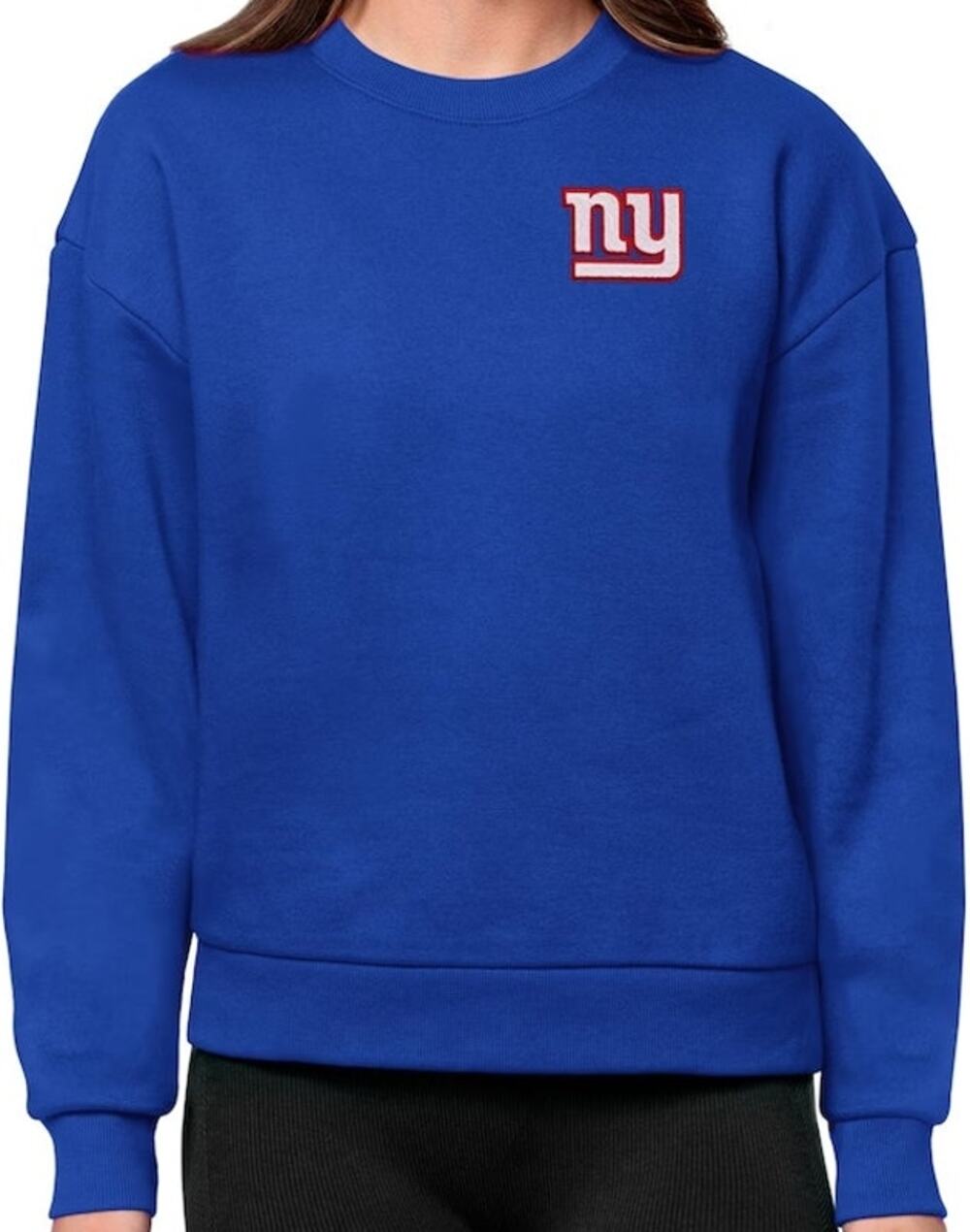 Antigua New York Giants Victory Sweatshirt Crewneck Pullover Heathered Royal L